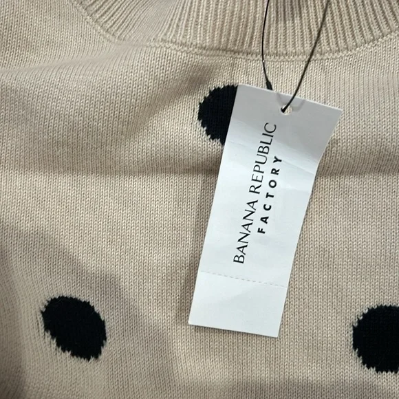 NWT Banana Republic Womens Sweater Cream Polka Dot Long Sleeve Lightweight - Picture 5 of 6
